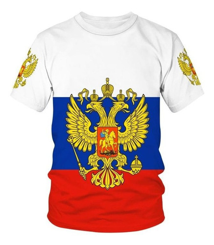 Camiseta Con Bandera De España, Rusia Y Brasil