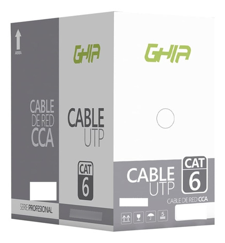 Bobina De Cable Utp Cat6 Ghia Cca Gris 100m Gcb-058
