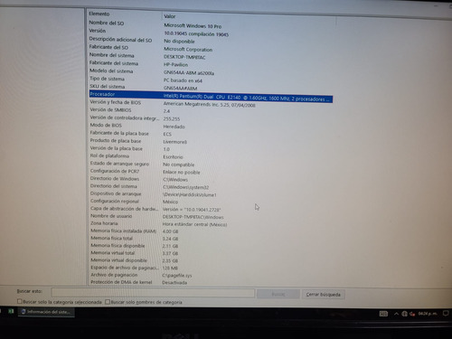Cpu Hp Pavillion Intel Pentium Dual 1.6ghz 4gb Win 10 Office (Usado)
