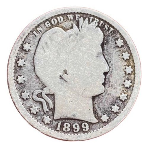 Moneda 1/4 Dólar Estados Unidos 1899 Km 114 Plata 0.900