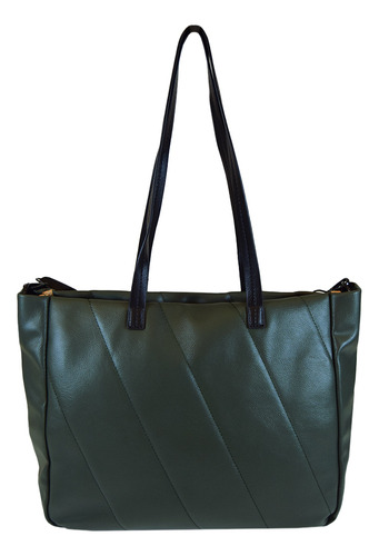 Cartera Shopper Cecchini Simil Cuero Cómoda Moda Color Verde 67.c2653.2