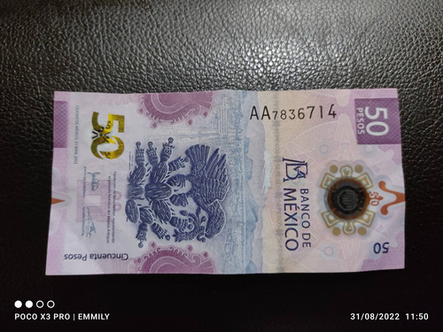 Billete 50 Pesos Ajolote Serie Aa 