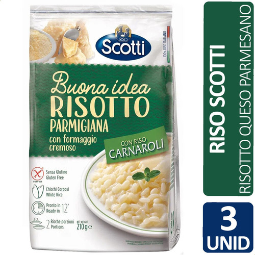 Imagen 1 de 9 de Scotti Risotto Listo Con Queso Parmesano Sin Tacc - Pack X3