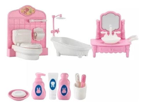 Muñecas Accesorios Set Baño Completo Miniatura (10 Pcs)