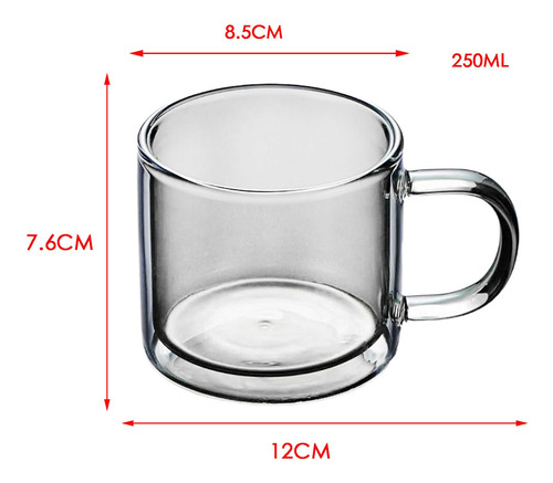 2 Taza De Vidrio De 250 Ml Con Aislamiento Térmico De