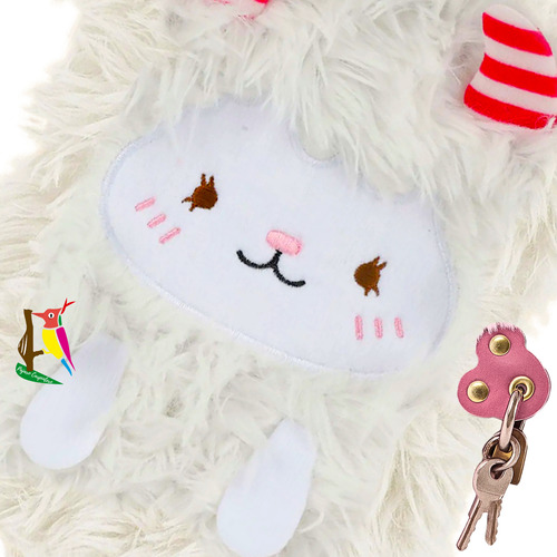 Diario Intimo Peluche + Lapiceras Glitter Candado Y Llaves Blanco Fluffy 2025