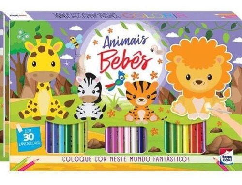 Meu Incrível Livro-kit Brilhante Para Colorir: Animais Beb, De Brijbasi Art Press. Editora Happy Books, Capa Mole Em Português