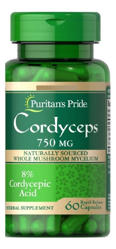 Cordyceps 750mg Americano Puro Sin Gluten Puritans