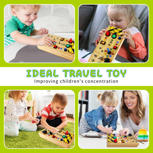 Tabla Montessori Busy Board De Madera Con Led Para Más De 3