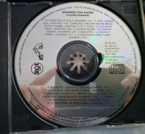 Cd Placido Domingo -com Amore- 1982 (Usado)