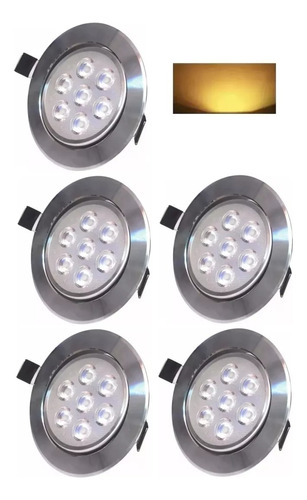 Pack 5pz Empotrado Plafon Led 7w Dirigible Satin Luz Calida