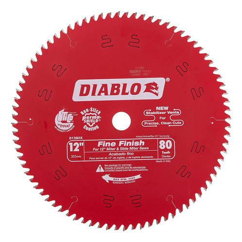 Freud D1280x Diablo 12-inch 80 Tooth Atb Crosscutting Saw Bl