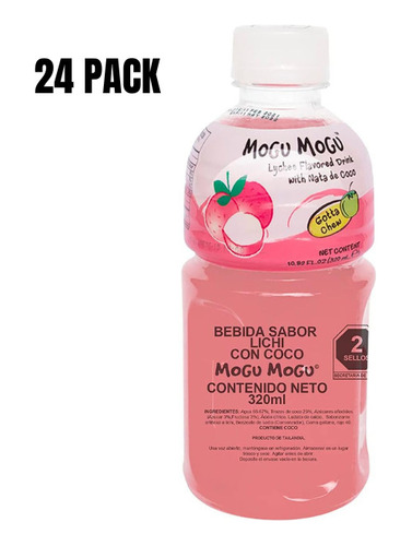24 Pack De Bebida Sabor Lychee Con Coco Mogu Mogu 355ml C/u