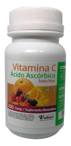 Vitamina C 100mg 200 Comprimidos Frutos Rojos Valma