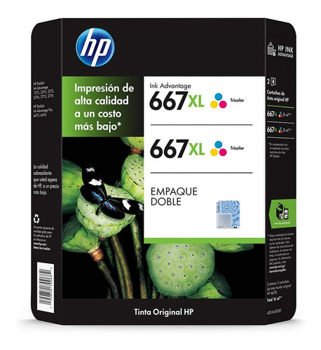 Cartucho De Tinta Tricolor 2 Pz Hp Hp667 Xl 664617 Cst