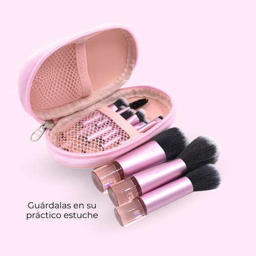 Set De 10 Brochas De Maquillaje Biotiks Con Estuche Compacto