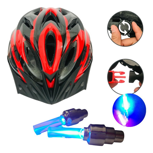 Casco Seguridad Bicicleta De Montaña+ Regalo Par Luz Pibot