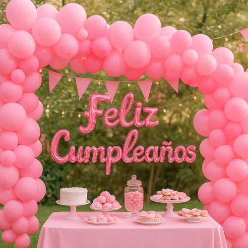 Globos Cursiva Feriz Cumpleaños Frase Sku790 Negro