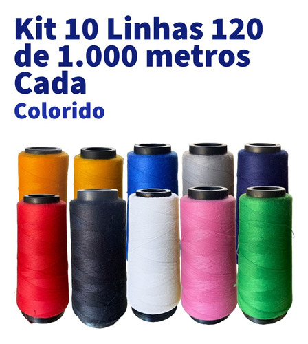 Kit Com 10 Cones De Linha 120 Reta - Preta, Branca, Colorido
