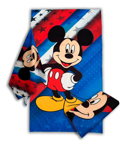 Toalla De Baño Diseño Mickey Mouse 155x85 Microfibra Suave Azul Mickey Mouse