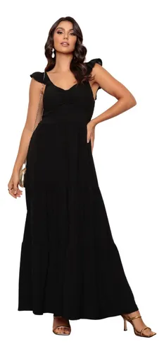 Vestido preto cheap longo para madrinha