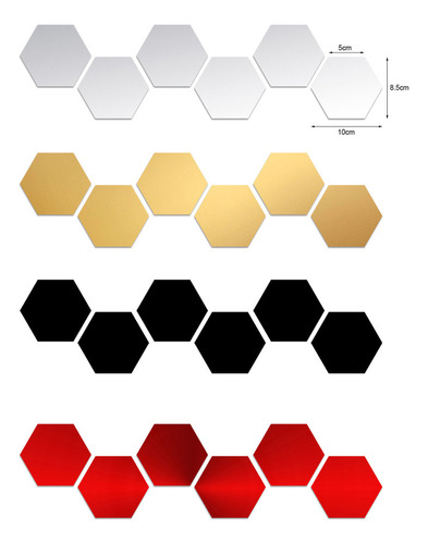 Adhesivos De Pared Con Espejo Hexagonal, Removibles, Para De
