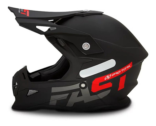 Capacete Motocross Pro Tork Fast Solid Preto Vermelho