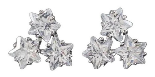 Aretes De Plata S925 Estrellas De Cristal Reluciente