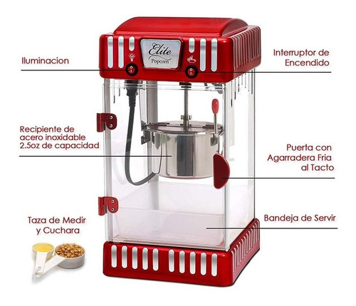 Imagen 2 de 3 de Máquina De Palomitas Elite Vintage Nueva Envió Gratis Roja
