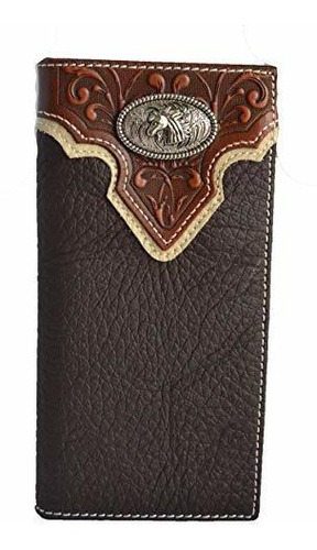 Cartera Caballo Herradura Piel Bifold Larga (marrón)