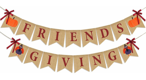 Friendsgiving Banner Arpillera Decoracion Accion Gracia Para