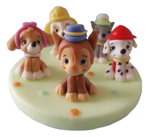 Adorno Torta Paw Patrol Porcelana Fría Perritos Marshall Sky