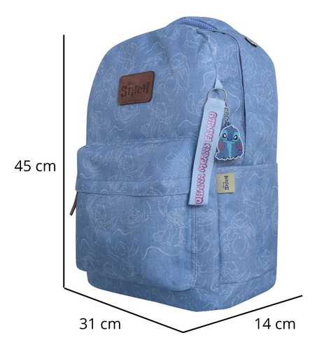 Mochila Disney Stitch Bp13dm Color Azul Claro