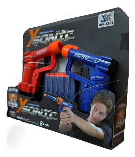 Pistola Lanza Dardos Kit 2 Unidades Con 6 Dardos 18 Metros
