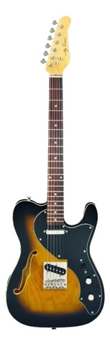 Guitarra Eléctrica Jay Turser Lt Deluxe Series Jt-lt Custom 69 Telecaster De Tilo Tobacco Sunburst Con Diapasón De Palo De Rosa