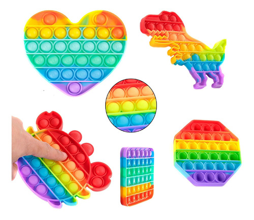 Juguete sensorial Pop It Stress Reliever para niños, varios colores del arcoíris