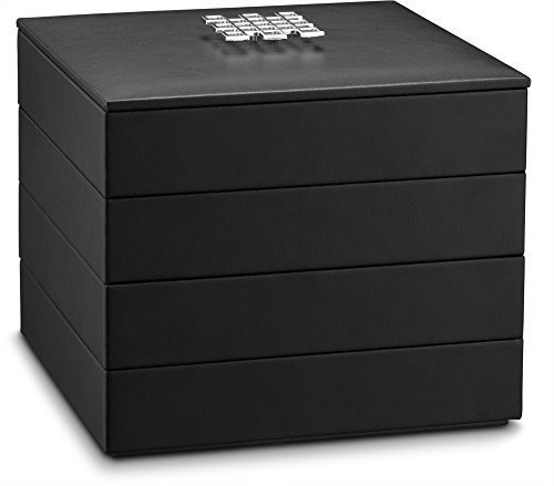 Imagen 4 de 7 de Organizador Para Joyas 4 Bandejas Apilables Y Tapa Con Espej
