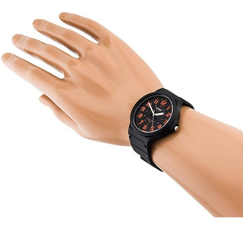 Imagem 3 de 10 de Relogio Casio Unissex Preto Com Laranja Mw-240-4bvdf