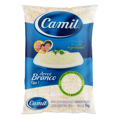 Imagem 1 de 2 de Arroz Branco Tipo 1 Camil Pacote 1kg Camil