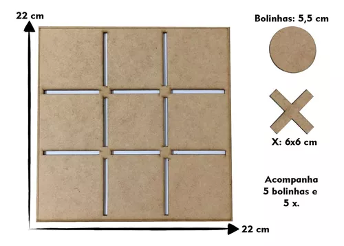 JOGO DA VELHA 10CM MDF CRU FUTEBOL AY - Brinquedos Pedagógicos e Educativos  e Educação Emocional :: Coração Bate Bate