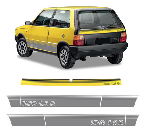 Faixa Para Fiat Uno 1.5 R 1989 Adesivo Amarelo - Genérico