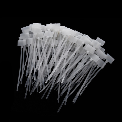100 Pcs Branco Plástico Nylon Marca Etiquetas Etiqueta Etiqu