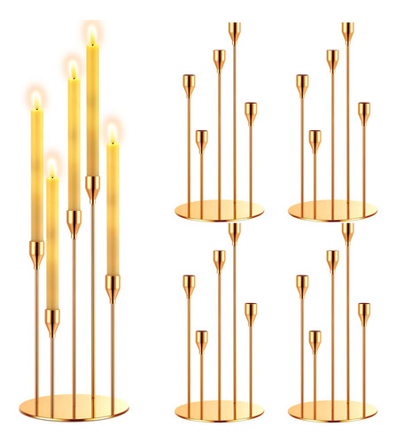 Candelabro Dorado De Mesa Para Navidad Y Bodas Con Portavela