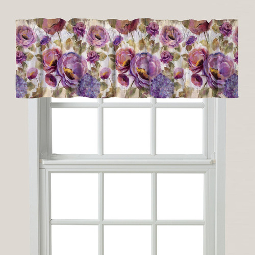 Laural Home Jardin Ventana Cenefa Floral Color Morado