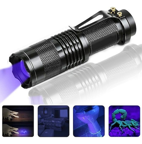 Linterna Uv Ultravioleta Led , 365nm Con Zoom, Usa Pilla Aa