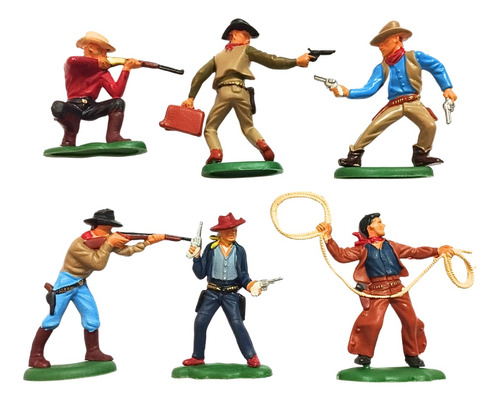 6 Soldaditos Vaqueros Cowboys De Juguete Soldados Combo X6u