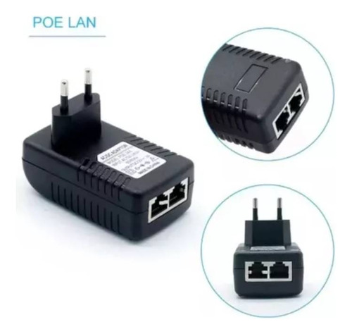 Inyector Poe 48v 0,5a 24w Enchufe De Pared Lan 10/100mbps