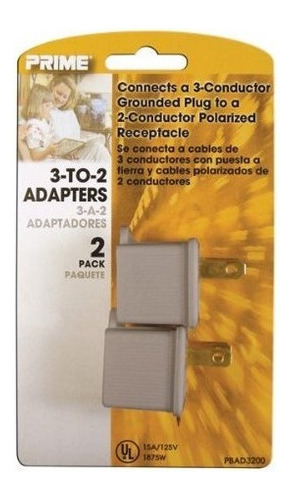 Prime Wire Y Cable Pbad3200 3to2 Adapter Gray 2pack