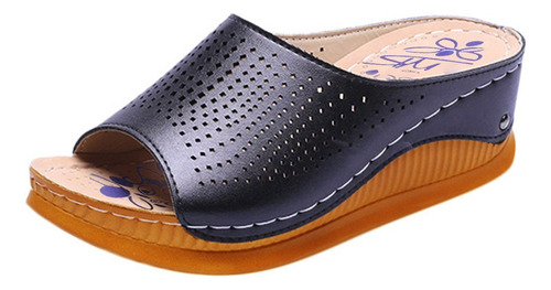 Zapatillas De Tacón Con Cuñas Modernas Para Mujer, Huecos, C