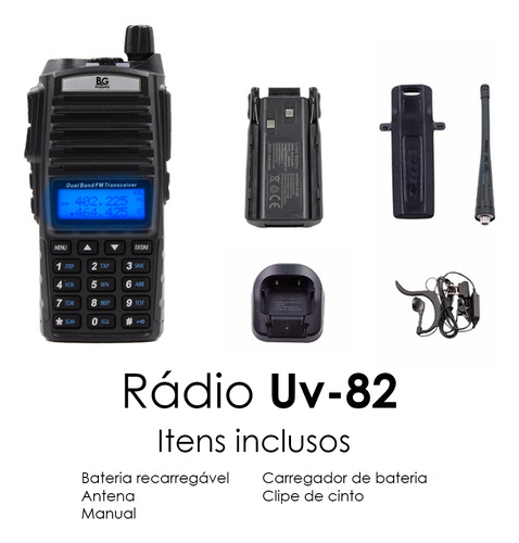 Kit 10 Radio Comunicador Uv82 Baofeng Dual Band Fm + Fone